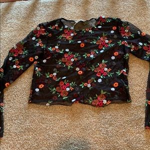 Urban Outfitters Embroidered Mesh Top